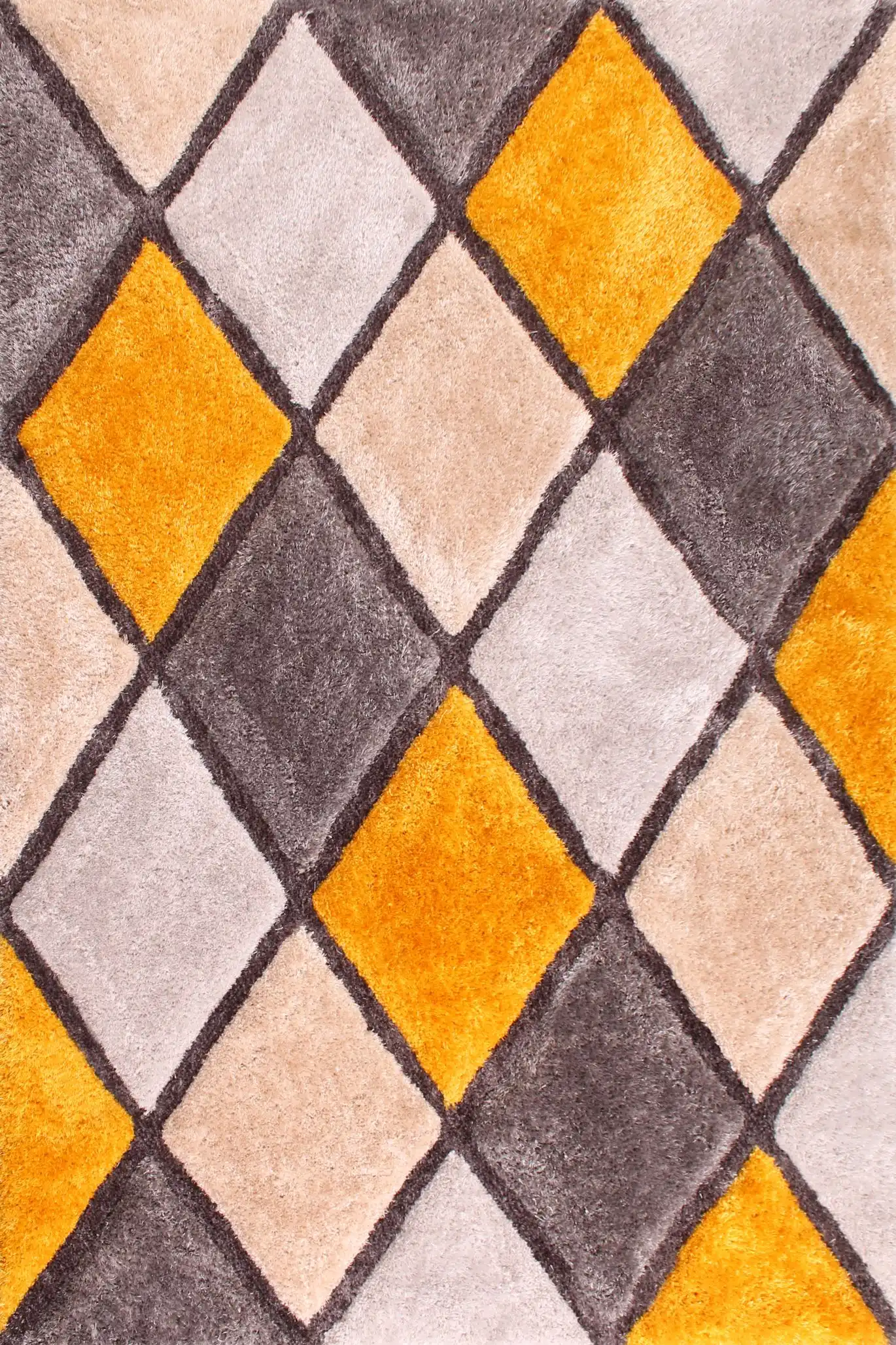 3D Carved Diamond Ochre Rug - Image 2