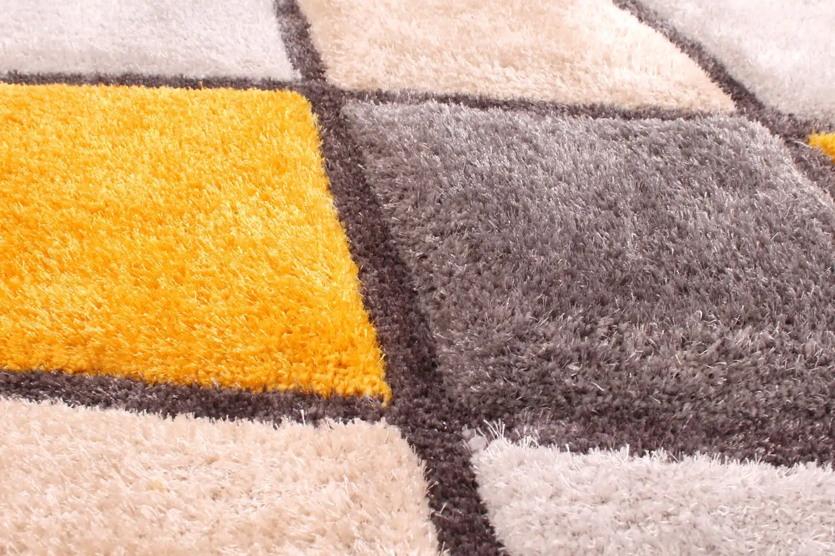 3D Carved Diamond Ochre Rug - Image 3