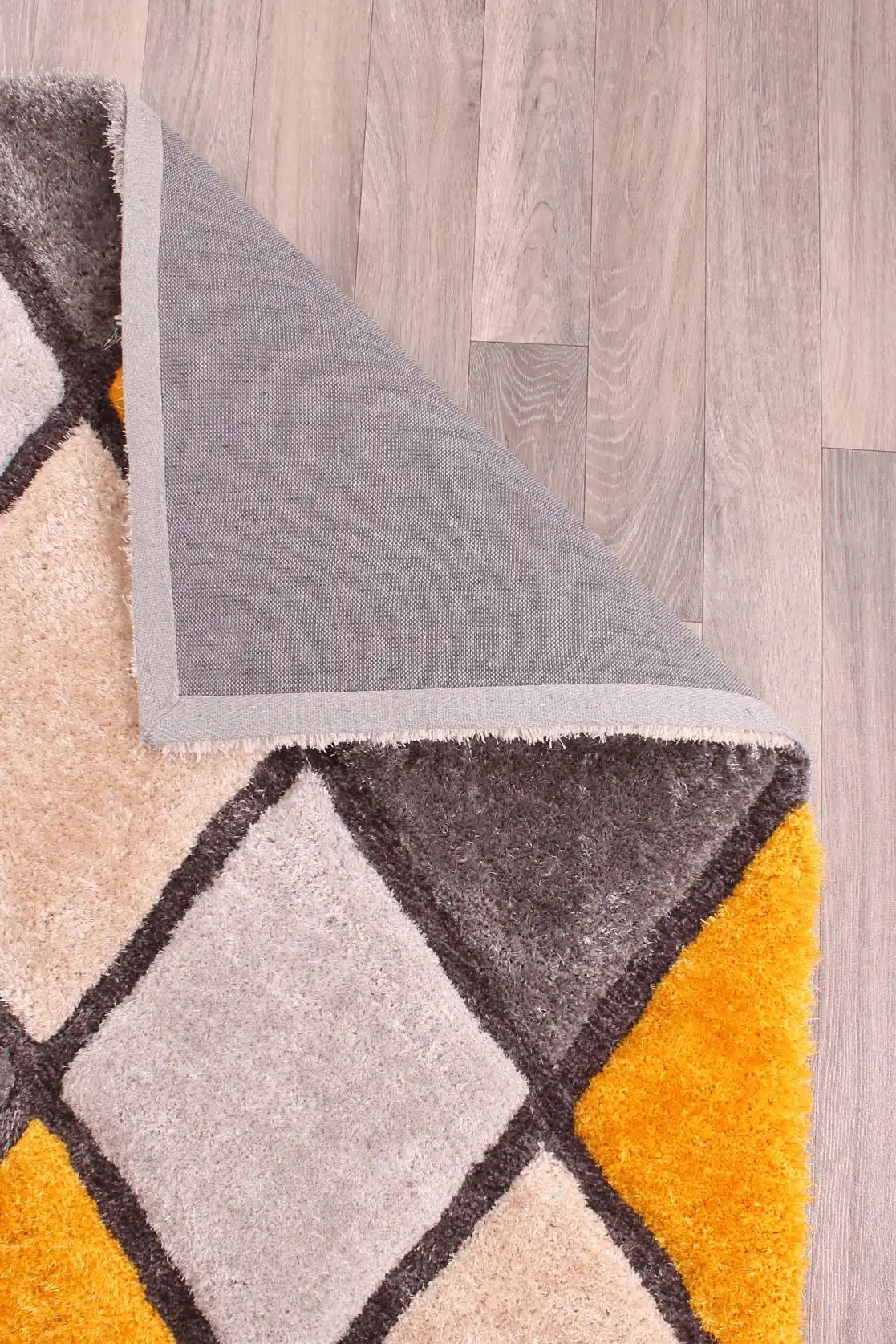 3D Carved Diamond Ochre Rug - Image 5
