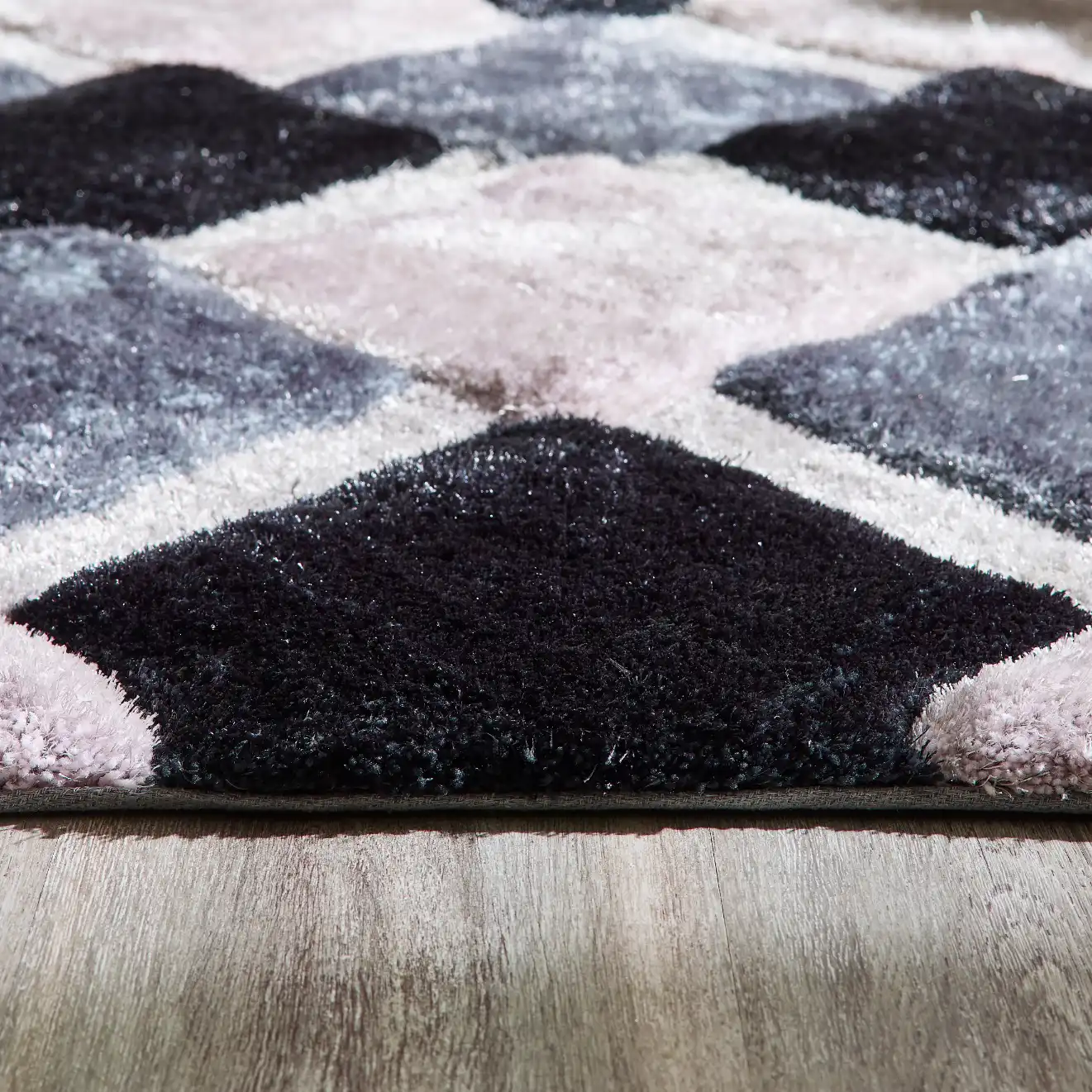 3D Geo Shaggy Grey Rug - Image 3