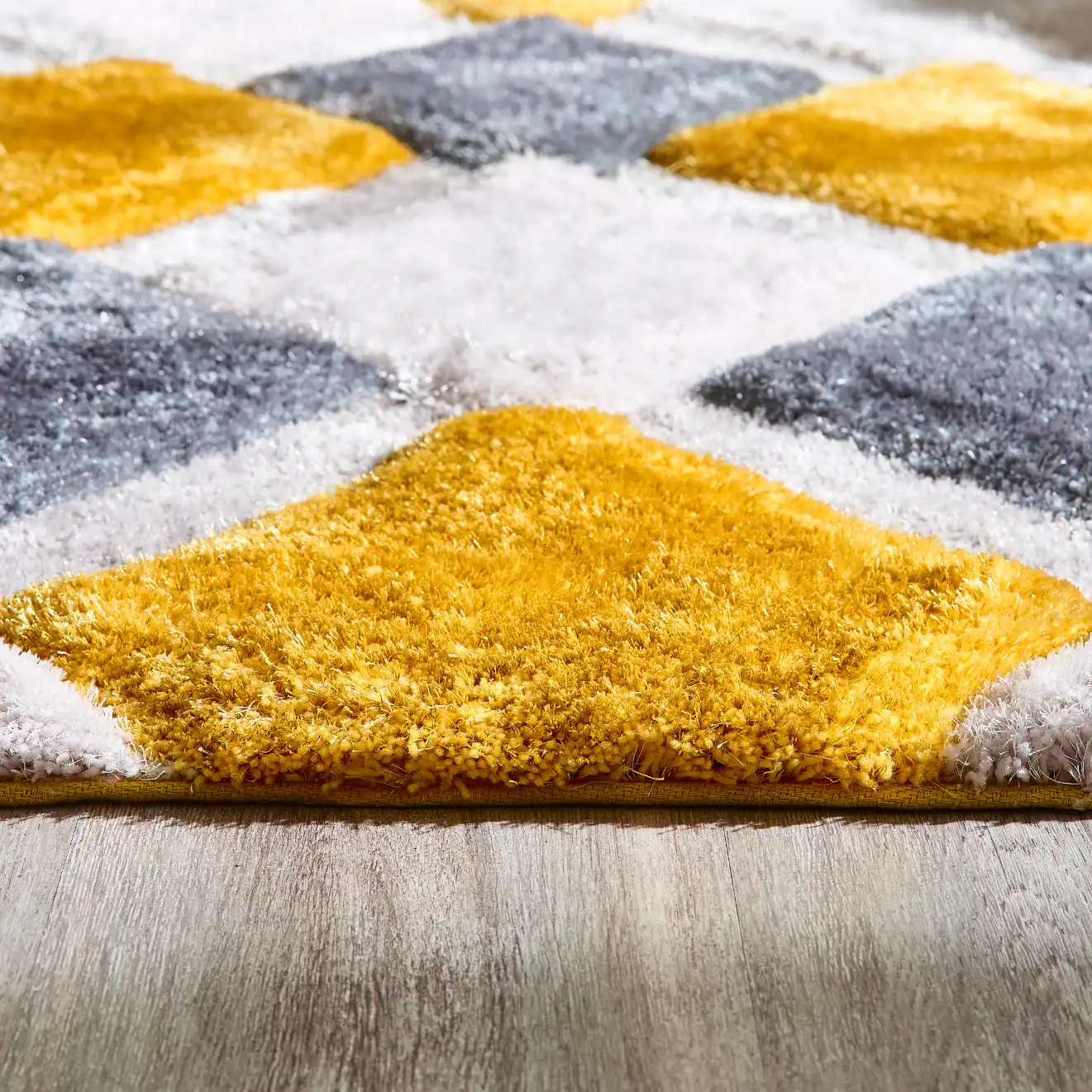 3D Geo Shaggy Ochre Rug - Image 3