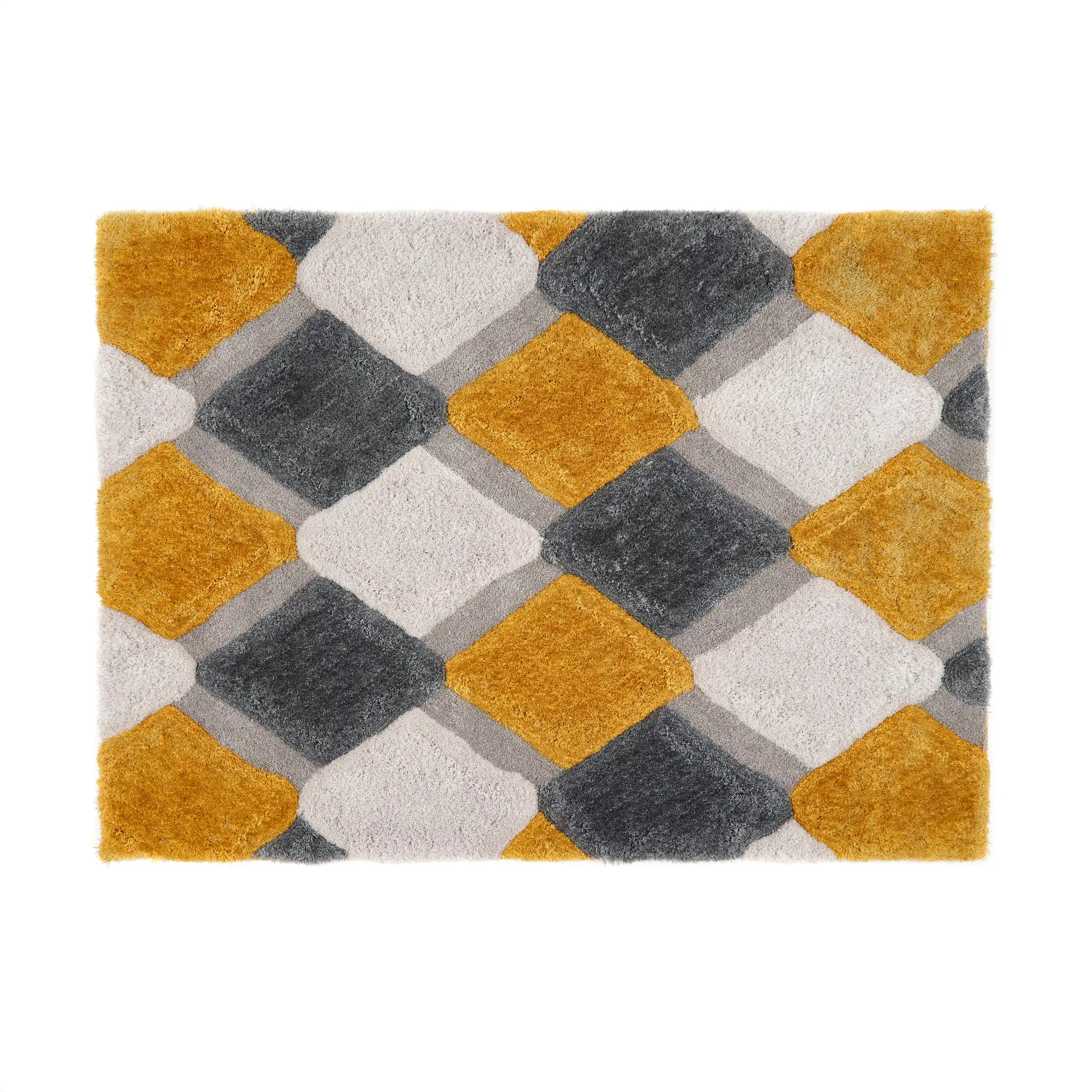 3D Geo Shaggy Ochre Rug - Image 4
