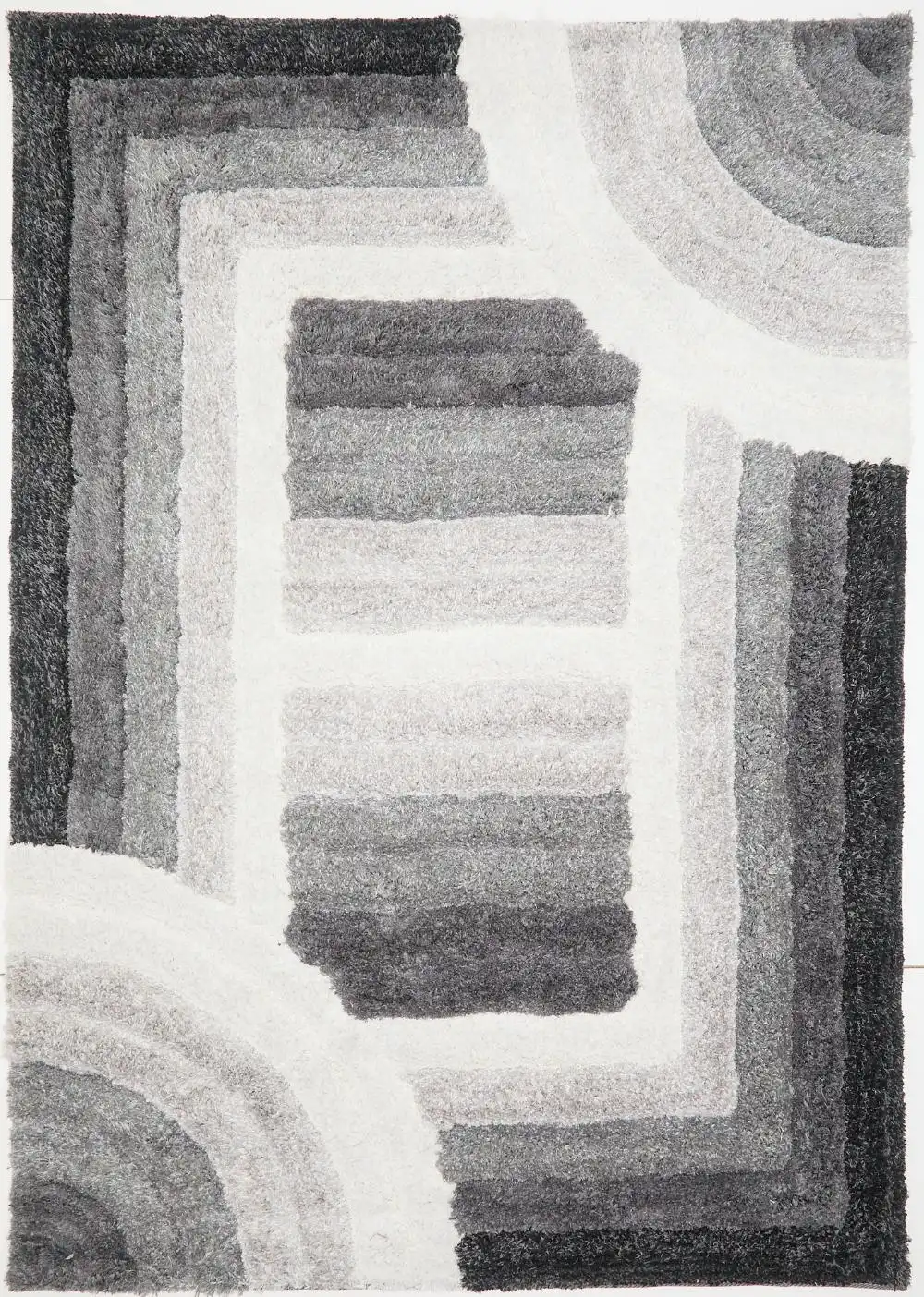 3D Ultimate Shaggy TRELLIS GREY Rug - Image 4