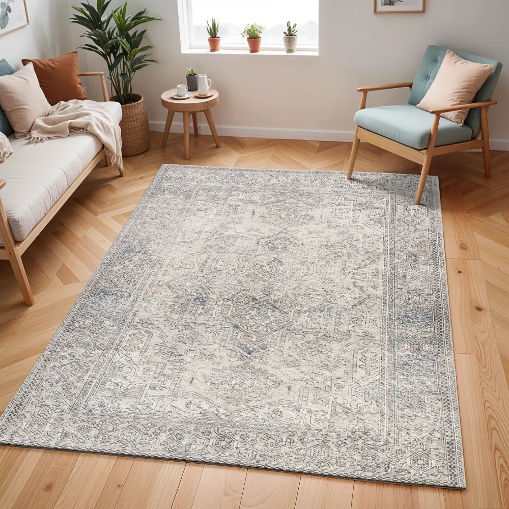 Margot Becki Owens X Livabliss Vintage Oriental Boho Navy/Cream Rug