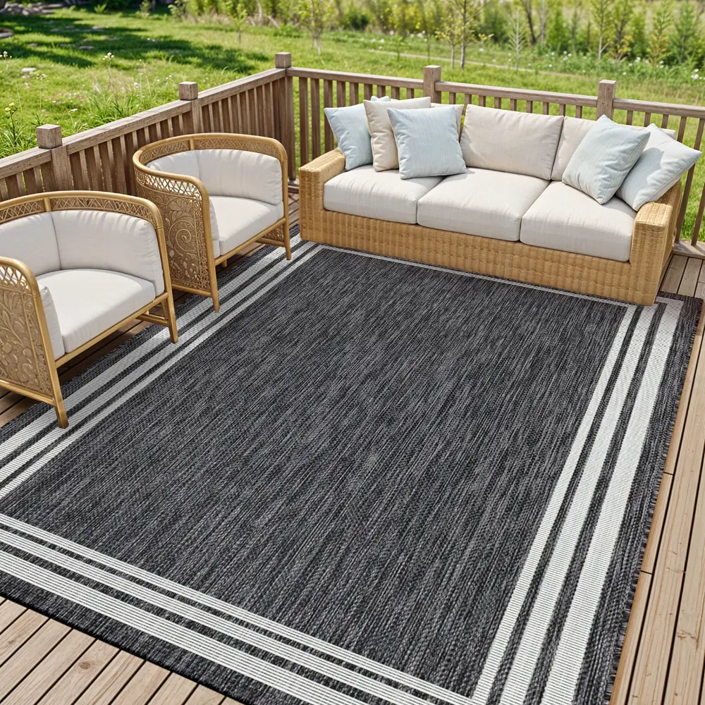 Akriti In- & Outdoor Traditionnal Boho Dark Grey Rug