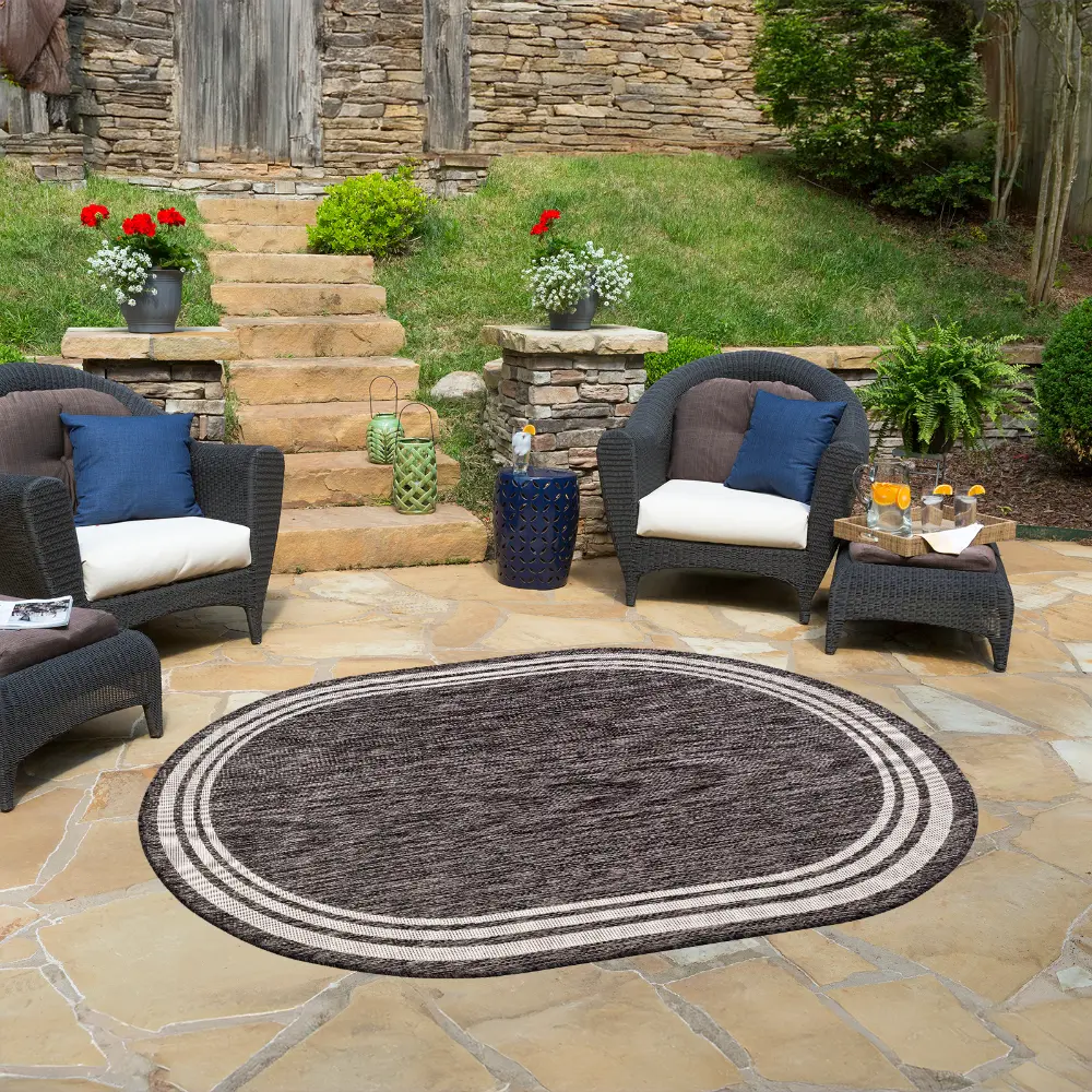 Akriti In- & Outdoor Traditionnal Boho Dark Grey Rug - Image 6