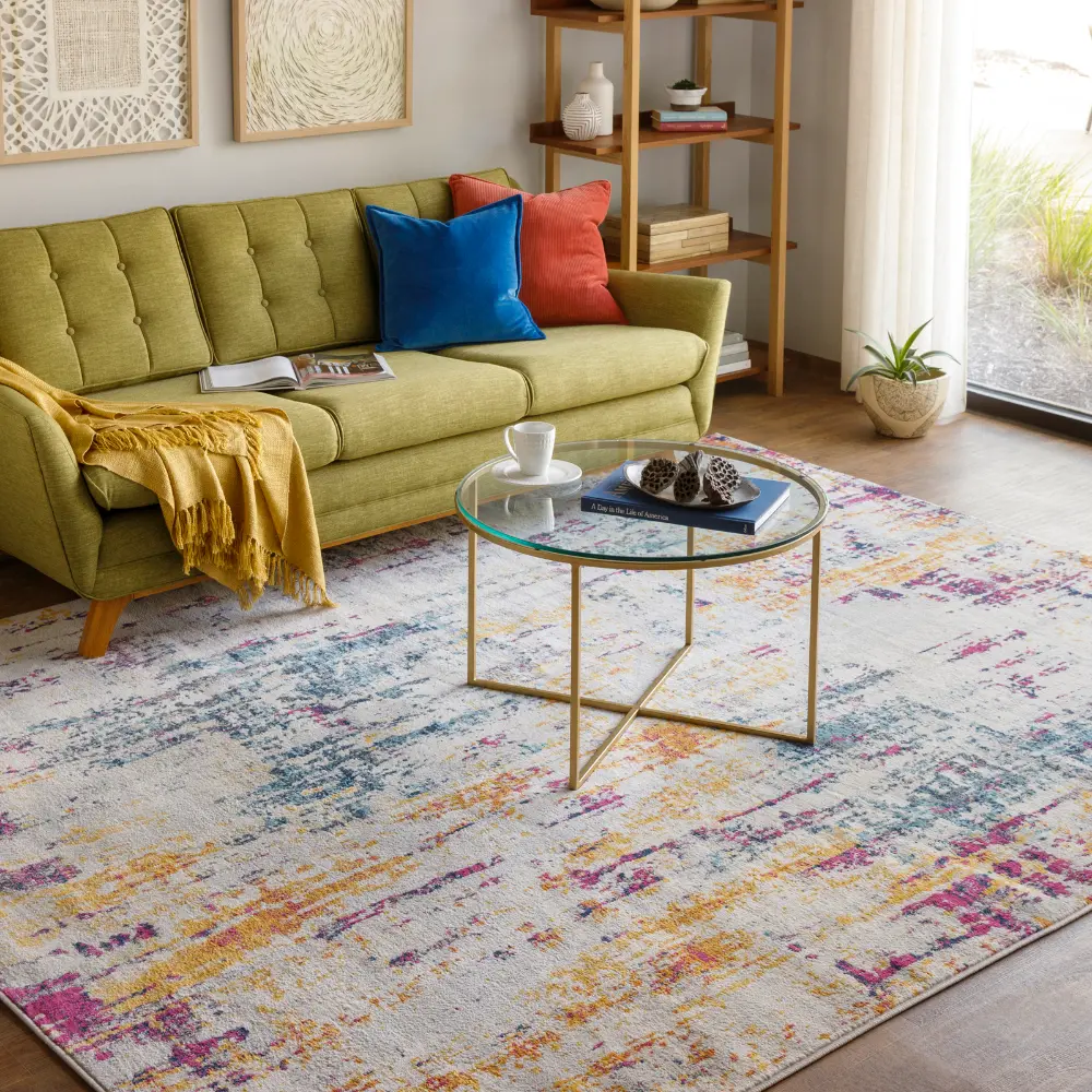 Alana Abstract Modern Marble Blue Rug - Image 2