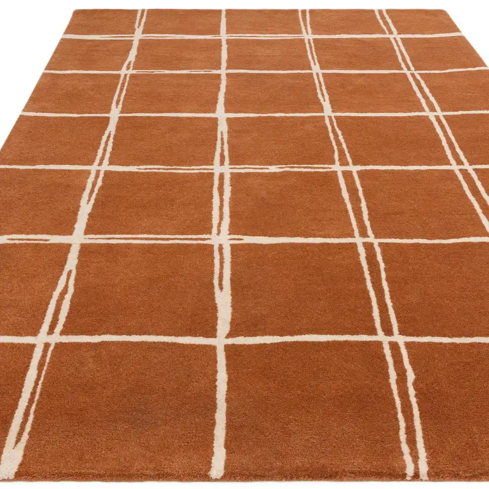 Albany Asiatic Grid Rust Rug - Image 6