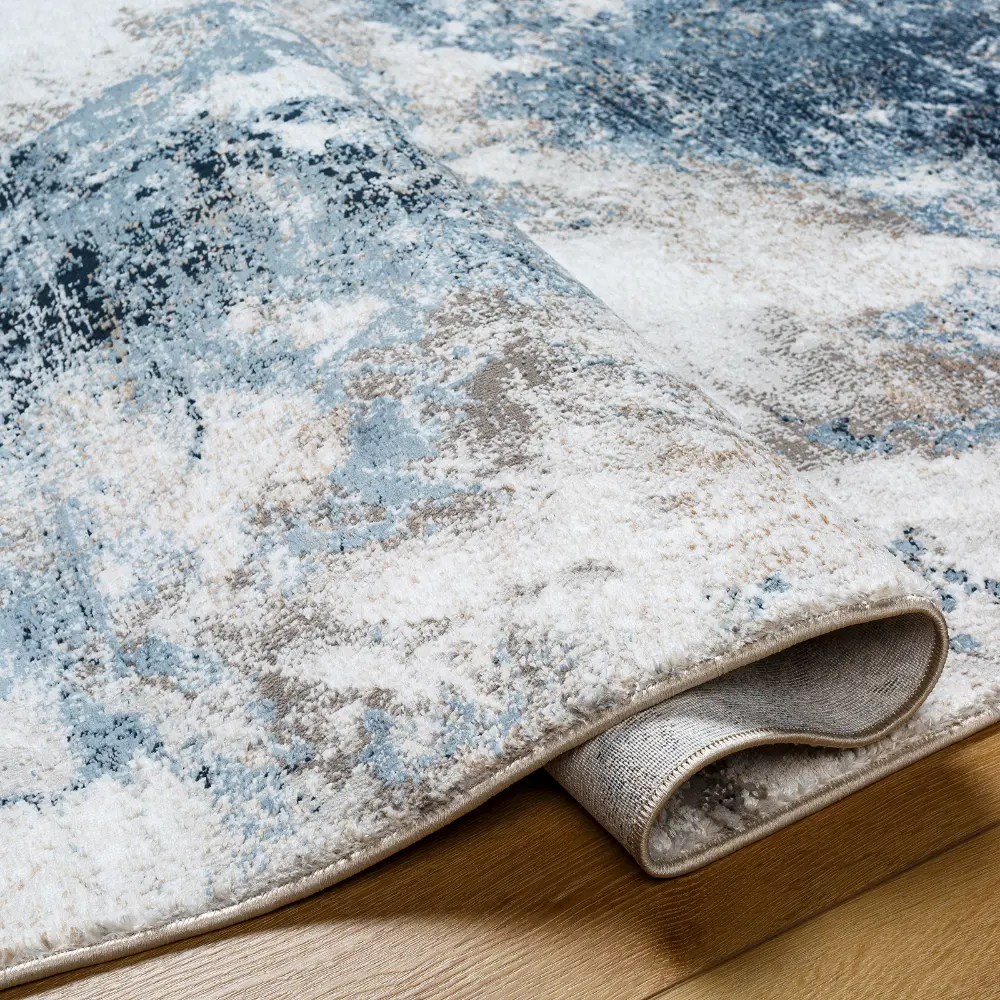 Allegro-Abstract Blue Grey Brown Modern Marble Living Dining Bedroom Rug ALG2338 - Image 5
