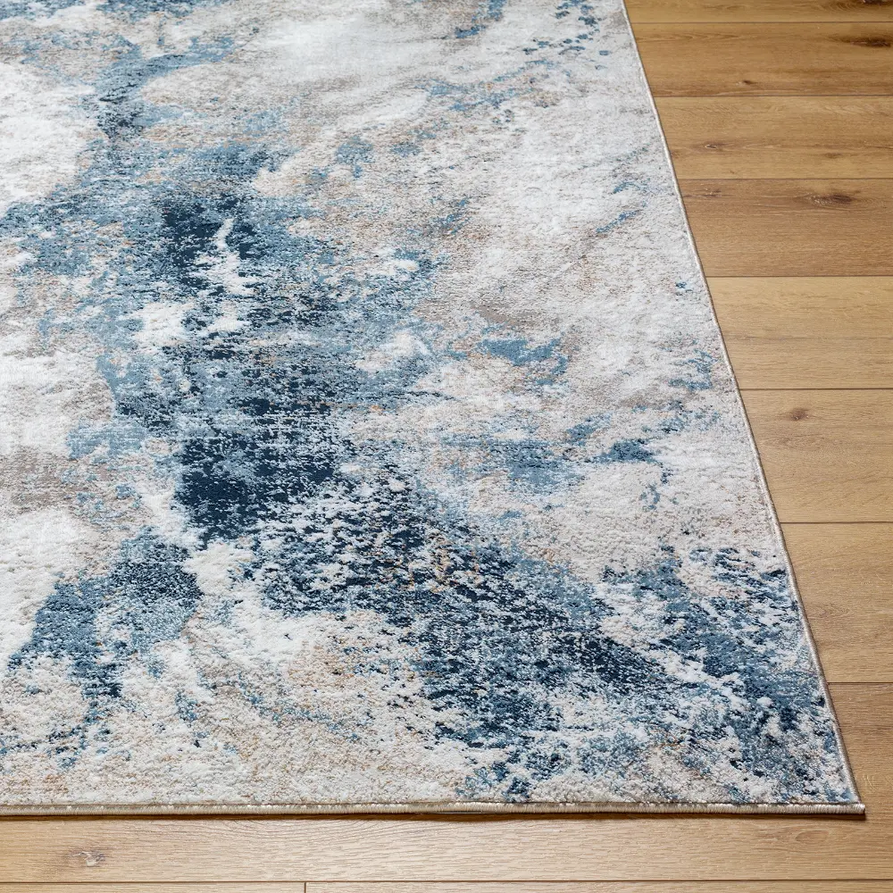 Allegro-Abstract Blue Grey Brown Modern Marble Living Dining Bedroom Rug ALG2338 - Image 6
