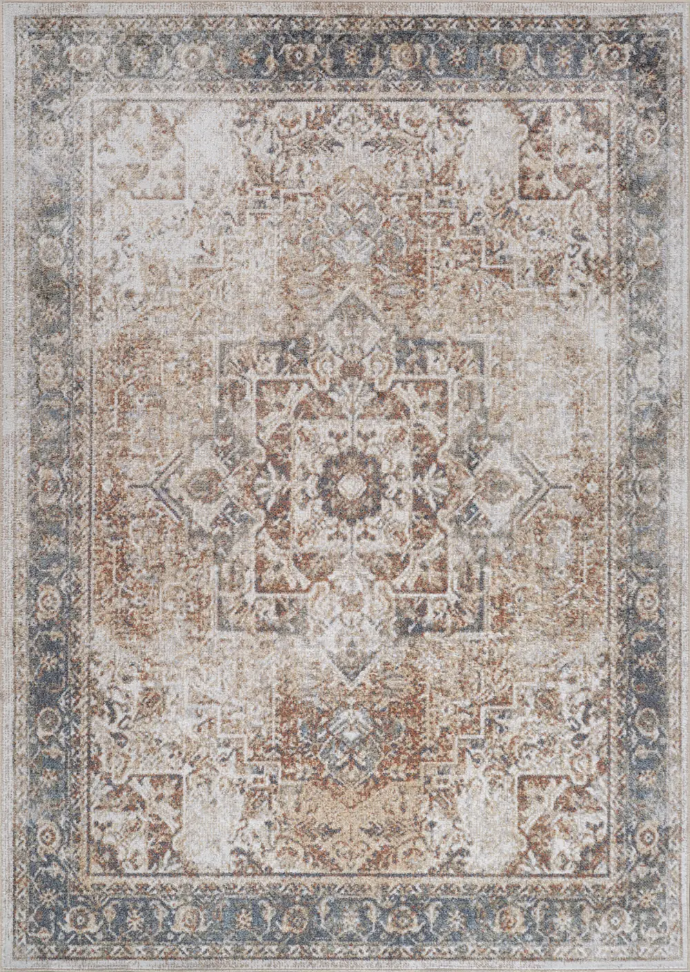 Alora Machine Washable Oriental Boho Burnt Orange Rug - Image 3