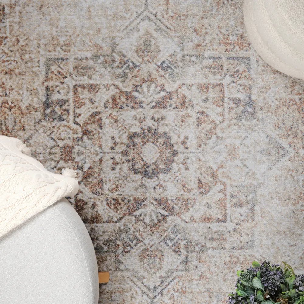 Alora Machine Washable Oriental Boho Burnt Orange Rug - Image 8