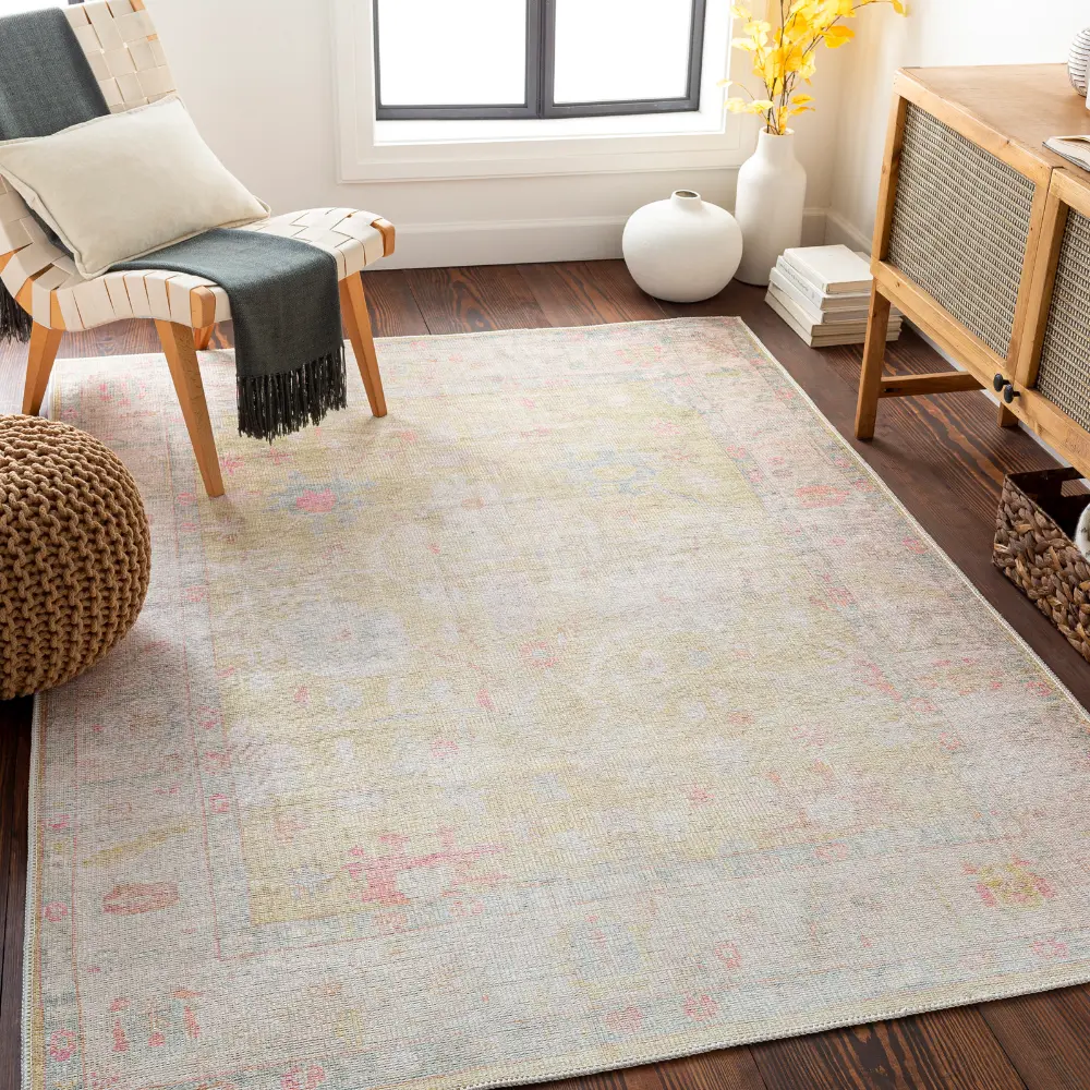 Amari Machine Washable Traditionnal Boho Sage Rug