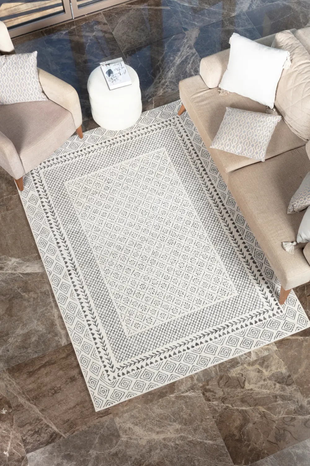 Ambre Scandi Geometric Grey Rug - Image 13