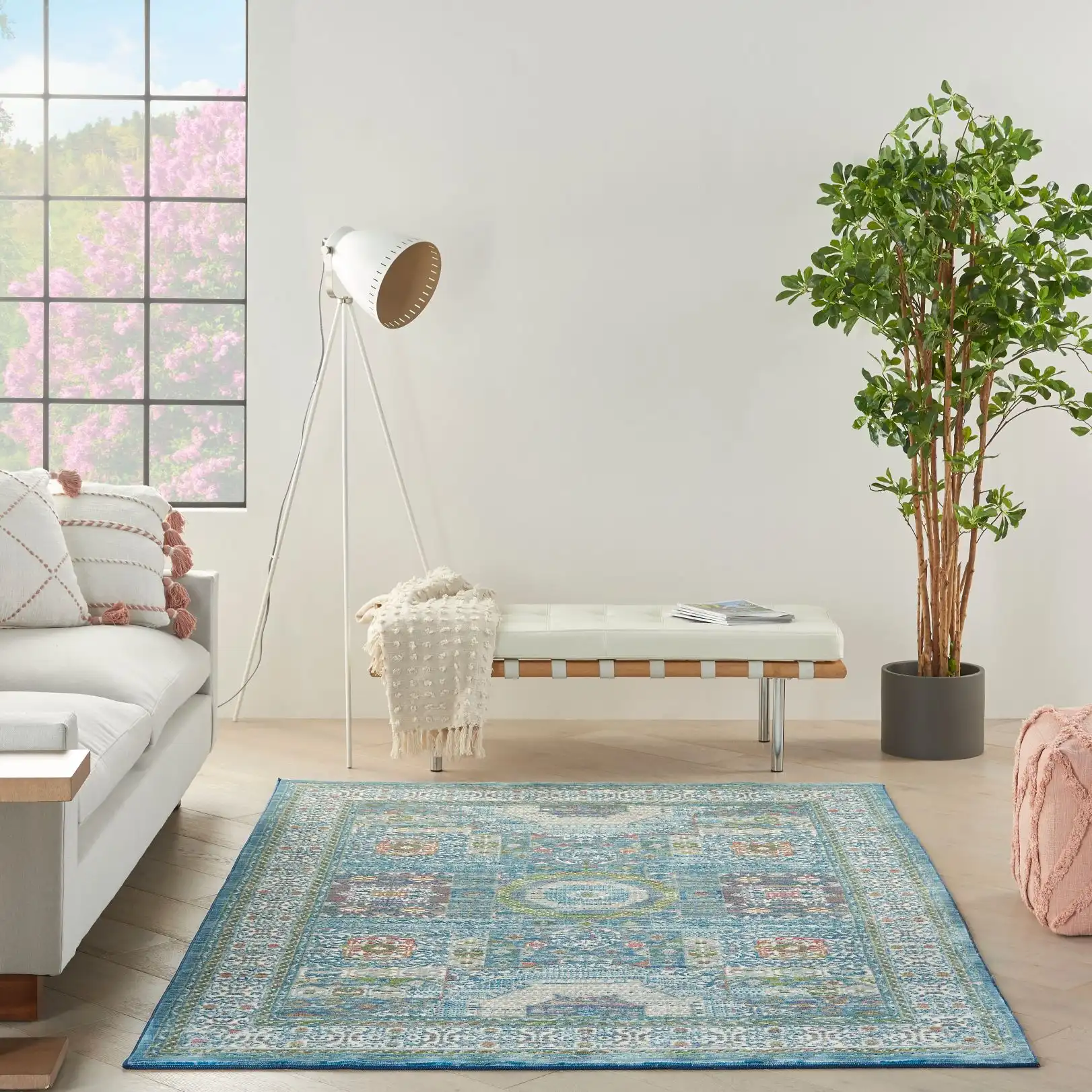 ANKARA GLOBAL ANR17 Ivory Light Blue Rug
