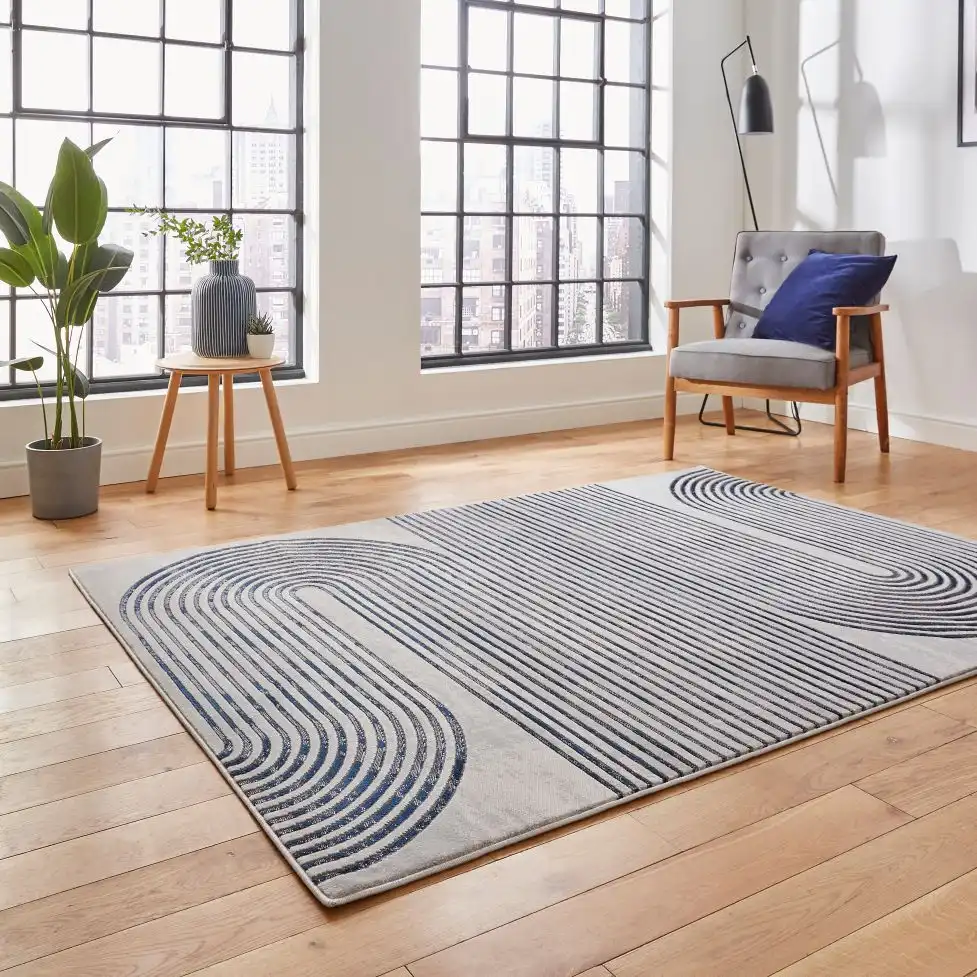 Apollo Think 2683 Grey Navy Rug