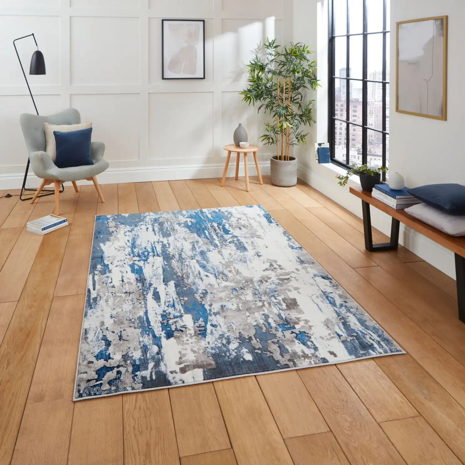 Apollo Think GR580 Grey Navy Rug