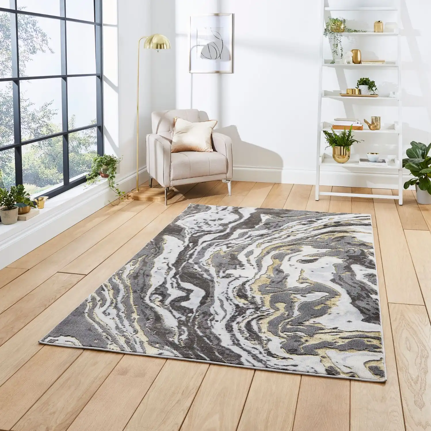 Apollo Think GR584 Grey Gold Rug