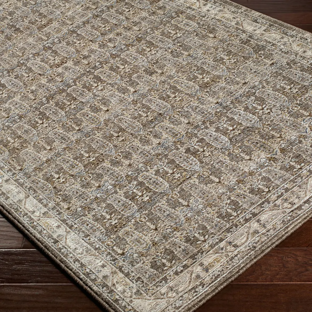 Arda Vintage Taupe Brown Grey Traditional Boho Fringe Living Dining Bedroom ACZ2311 Rug - Image 6