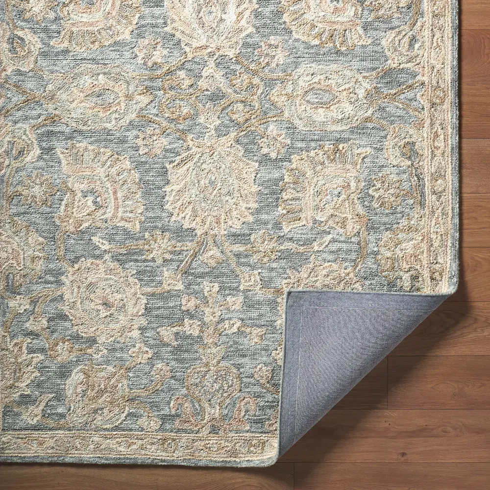 Arnold Hand Tufted Blue Beige Grey Wool Traditional Boho Living Dining Bedroom AOD2300 Rug - Image 5