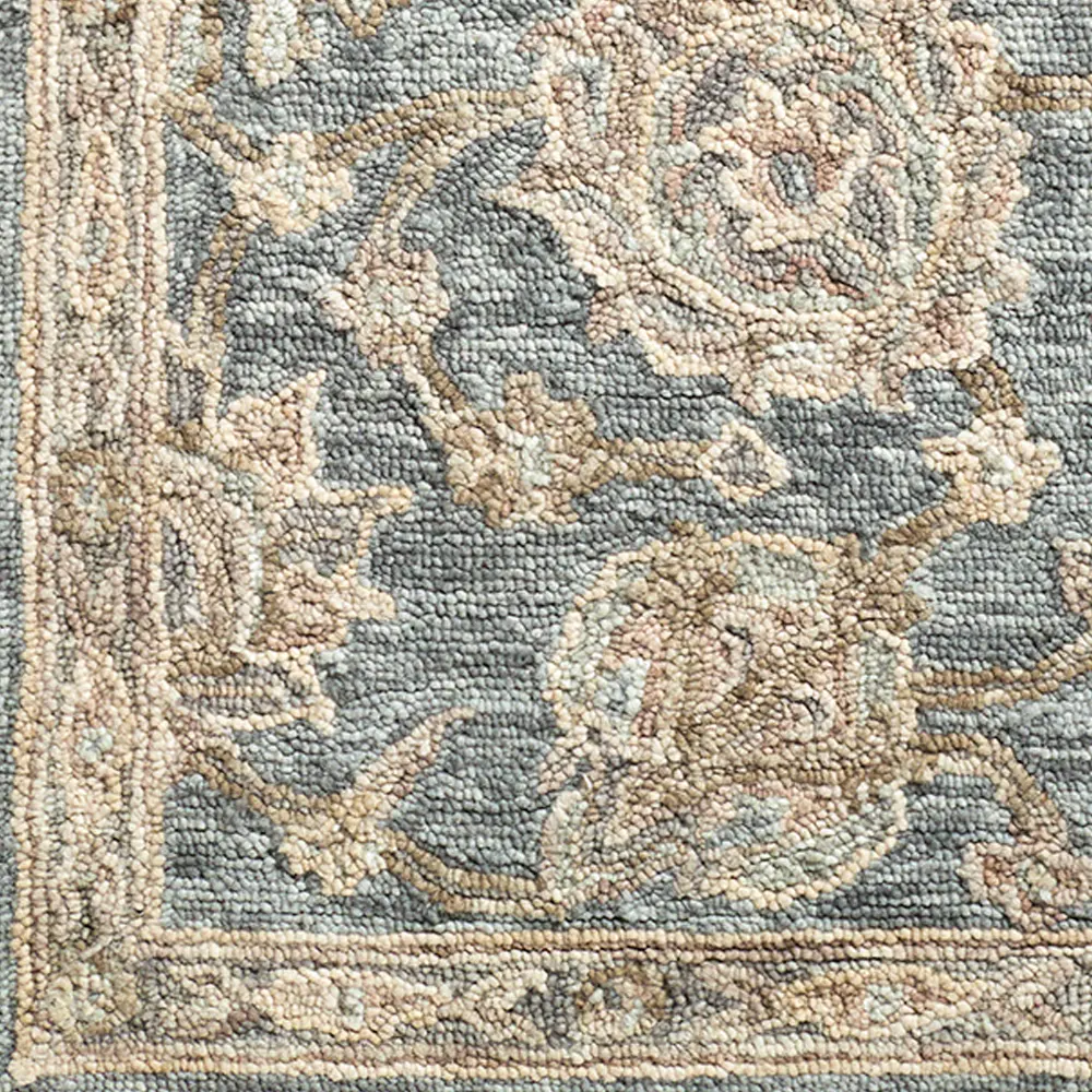 Arnold Hand Tufted Blue Beige Grey Wool Traditional Boho Living Dining Bedroom AOD2300 Rug - Image 7