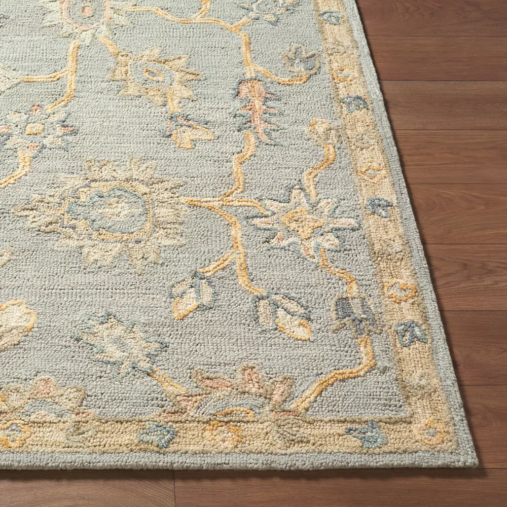Arnold Hand Tufted Grey Beige Pink Wool Traditional Boho Living Dining Bedroom AOD2303 Rug - Image 5