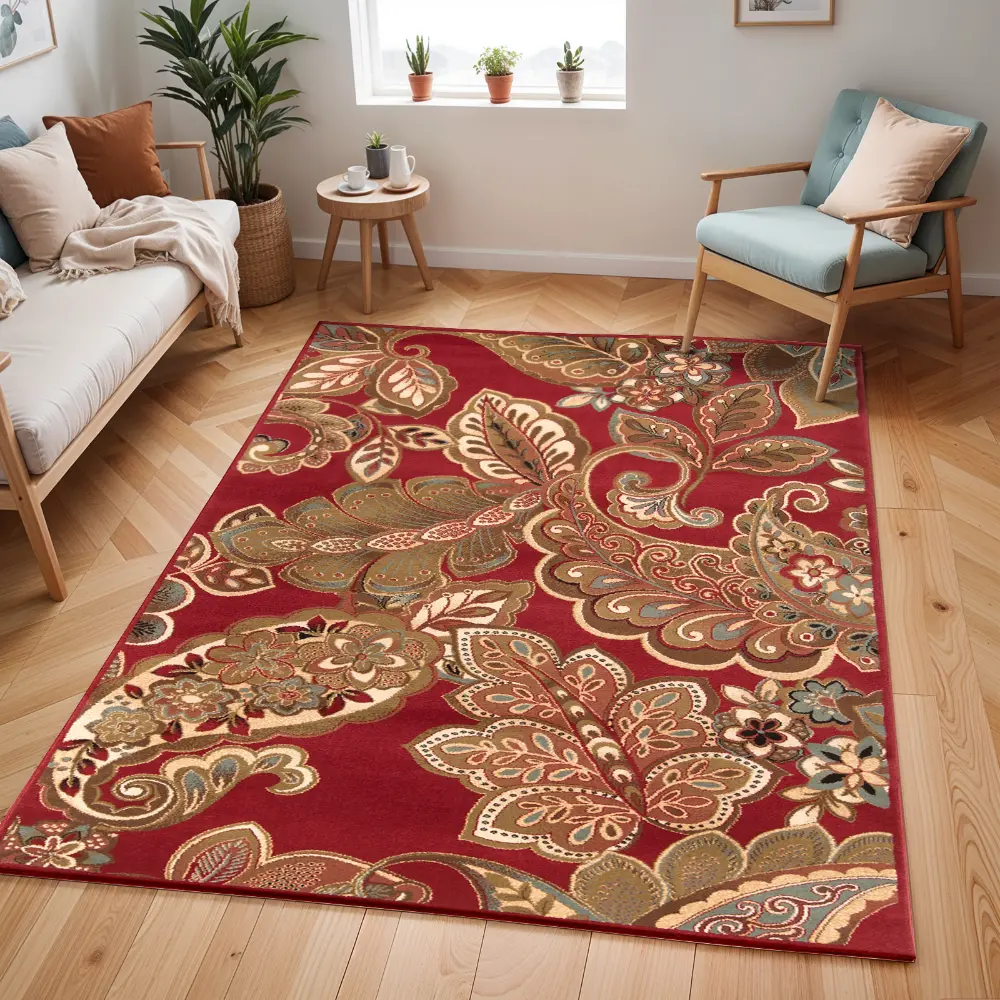 Arosa Traditional Boho Dark Red Rug