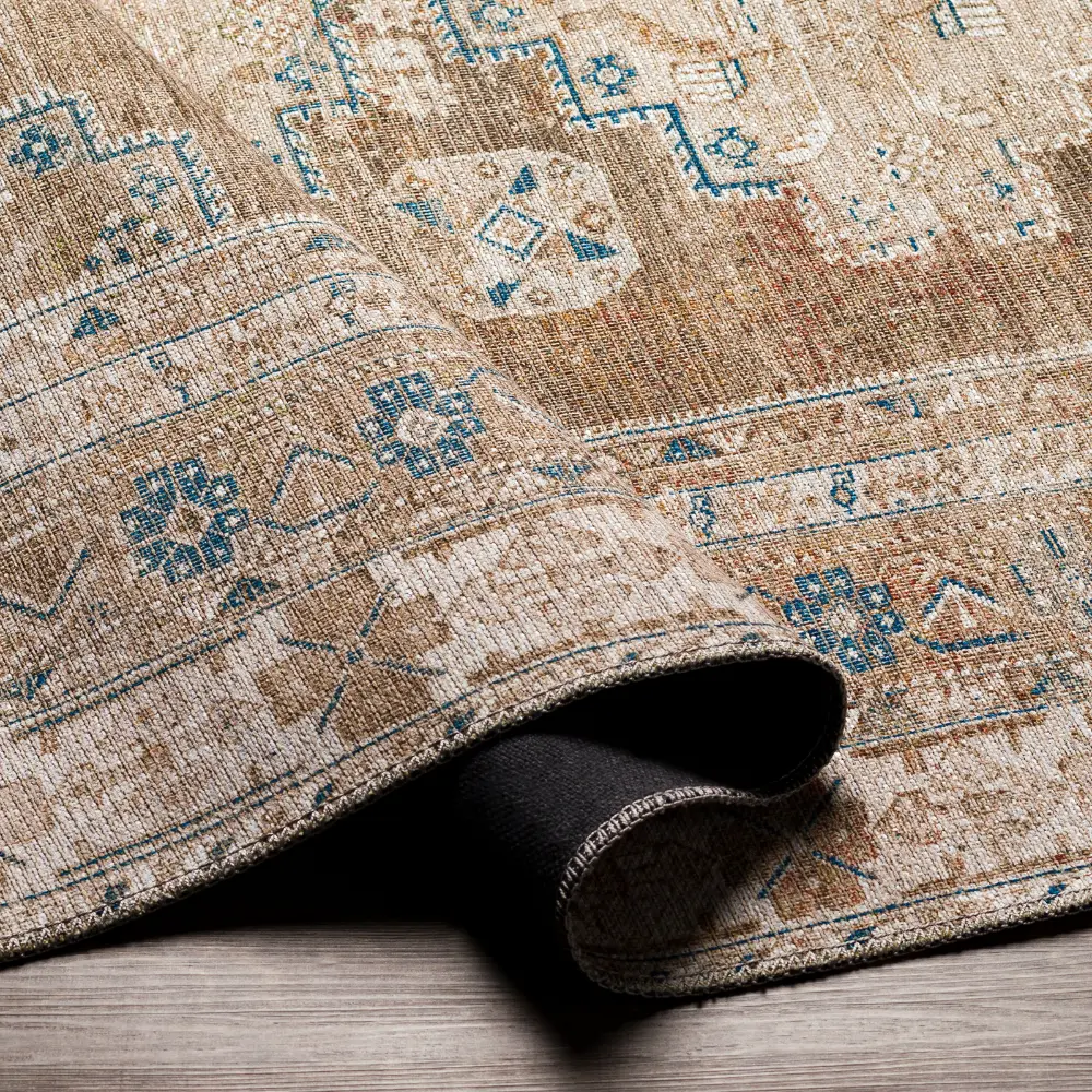 Athena Machine Washable Traditionnal Boho Brown Rug - Image 3