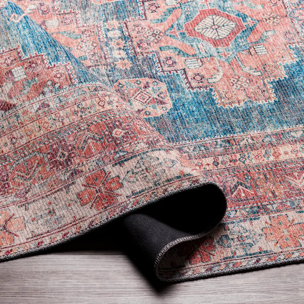 Athena Machine Washable Traditionnal Boho Coral Rug - Image 8