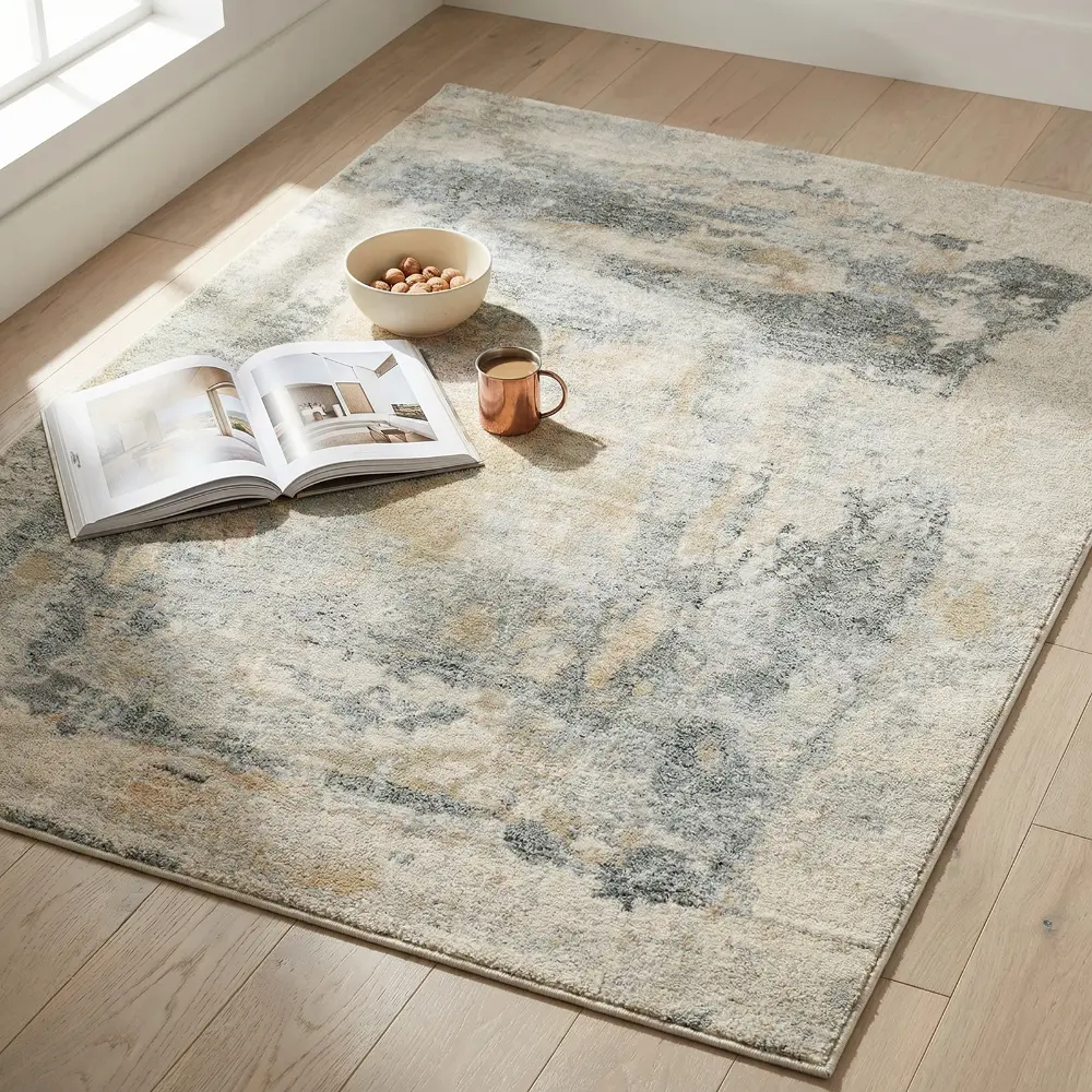 Avellino Abstract Grey Blue Beige Modern Marble High Pile Living Dining Bedroom AVL2348 Rug - Image 7