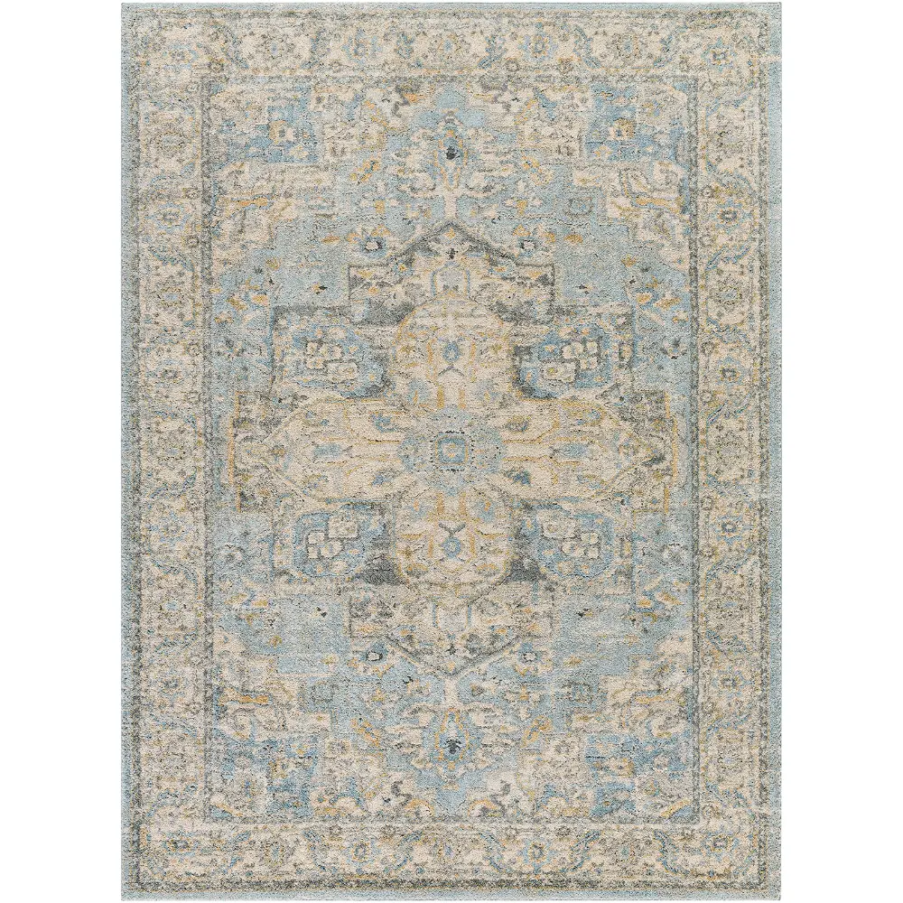 Avellino Vintage Beige Blue Gray Traditional Boho High Pile Living Dining Bedroom Rug AVL2300 - Image 5