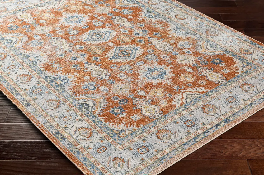 Avni Machine Washable Oriental Boho Burnt Orange Rug - Image 2