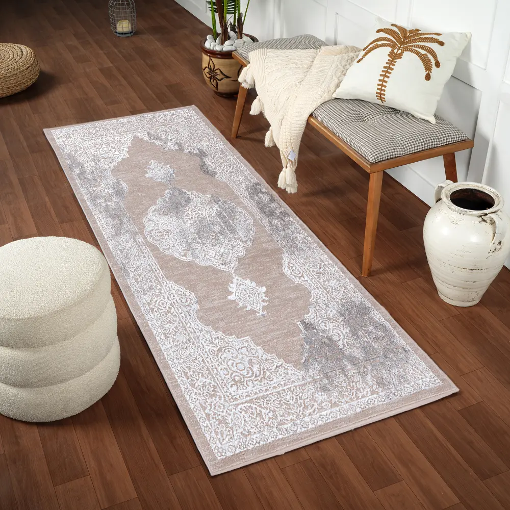 Azra Vintage Oriental Boho Beige/White Rug - Image 4