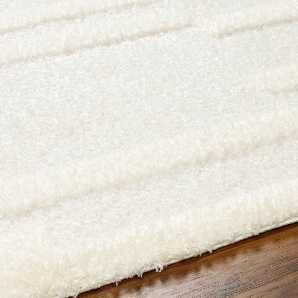 Bahrani Shaggy Modern Plush Pile Beige/Ivory Rug - Image 2