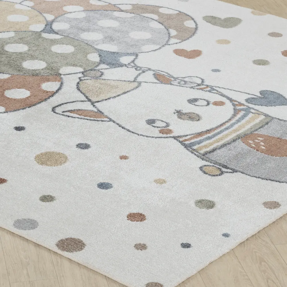 Ballon Buddy Kids Machine Washable Multicolour/Beige Bedroom Rug - Image 3