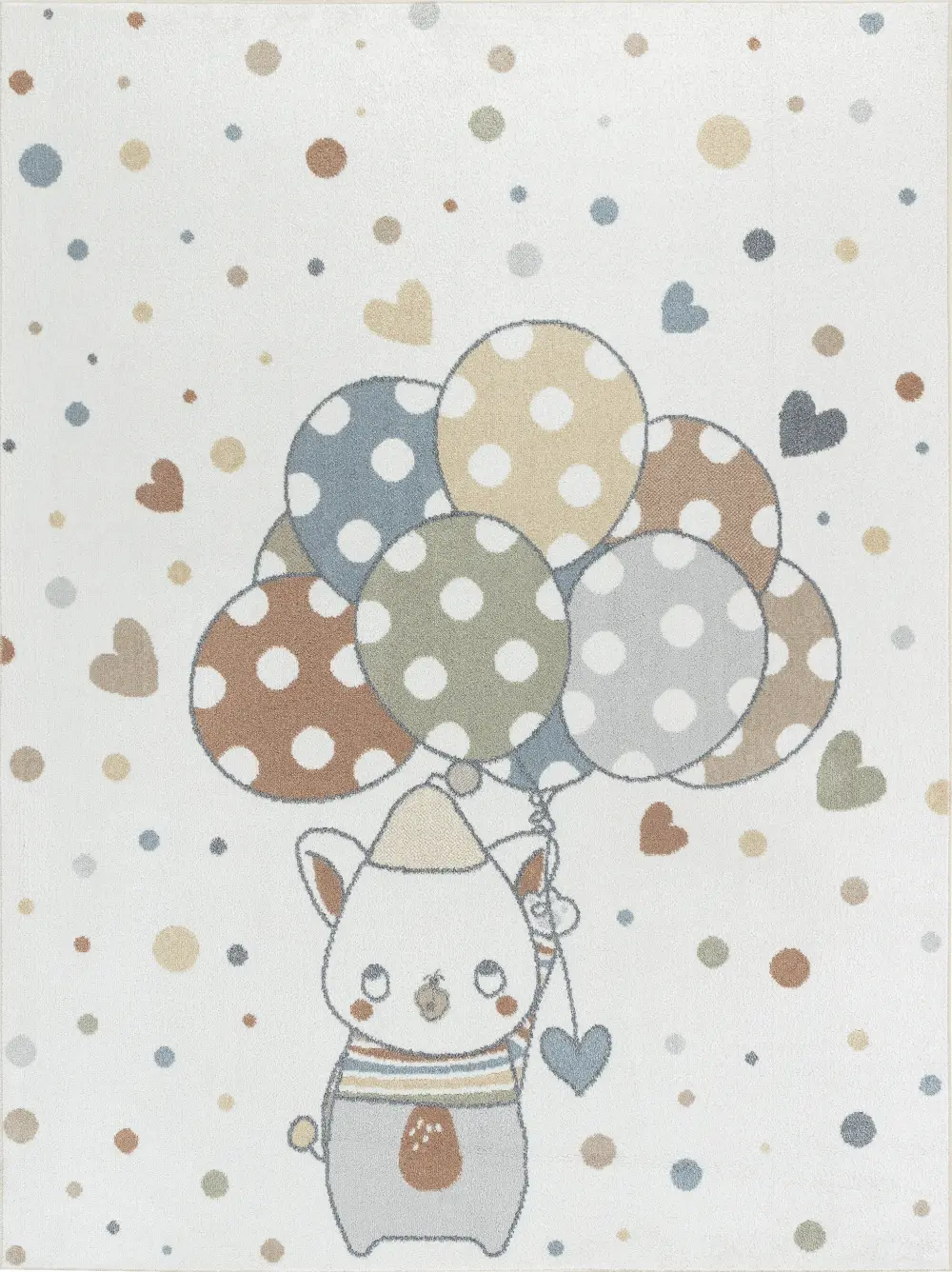 Ballon Buddy Kids Machine Washable Multicolour/Beige Bedroom Rug - Image 9