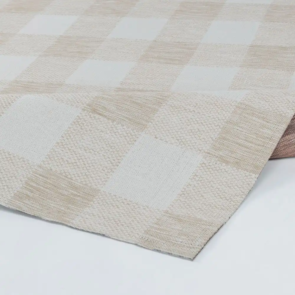Biddi In- & Outdoor Modern Light Brown Checkered Rug - Image 7