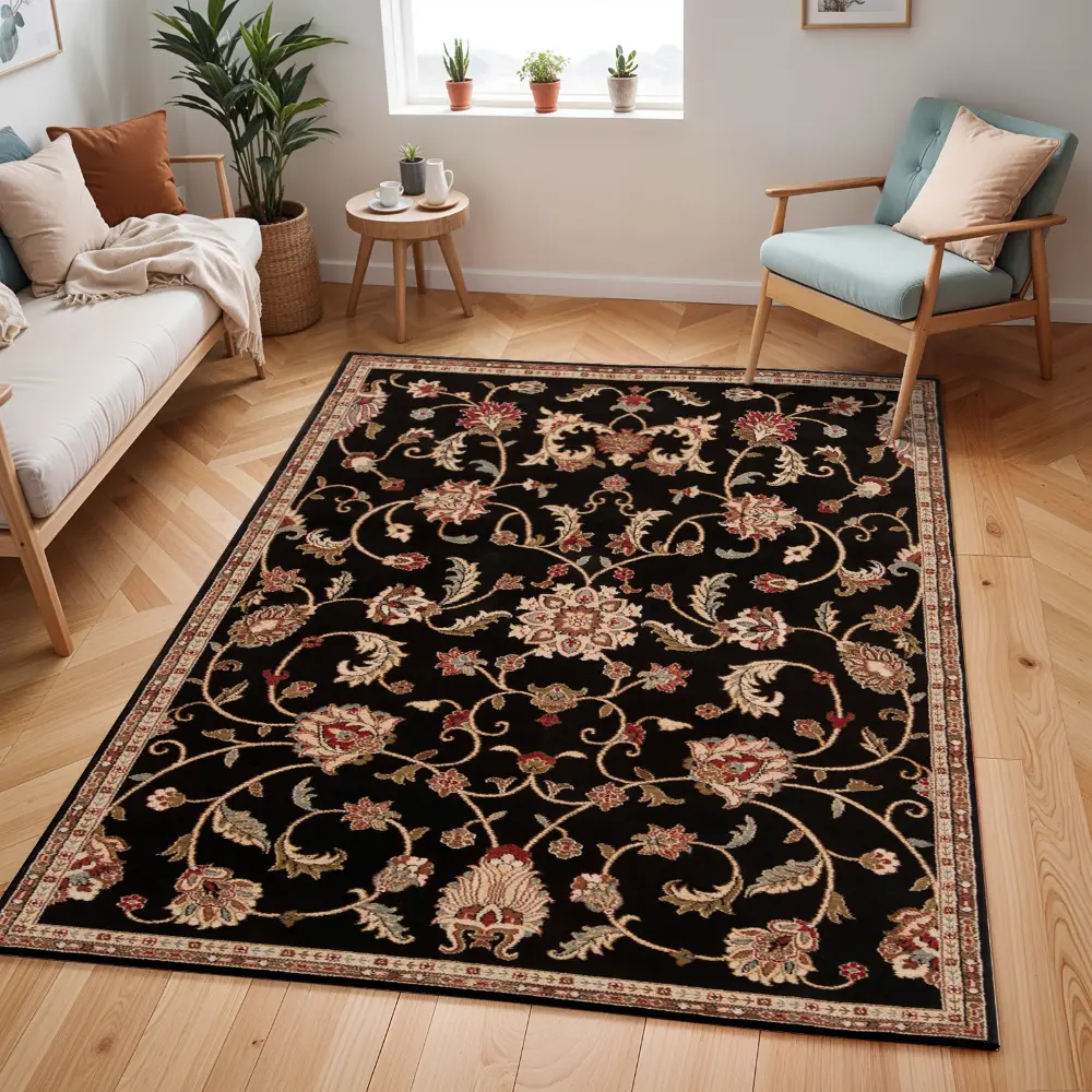 Bekuri Traditional Boho Black Rug