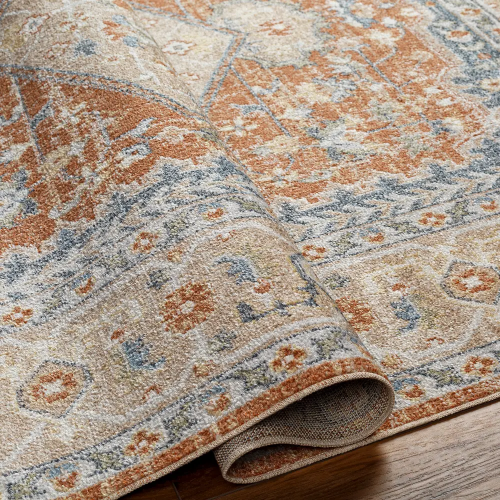 Boka Machine Washable Traditionnal Boho Burnt Orange Rug - Image 13