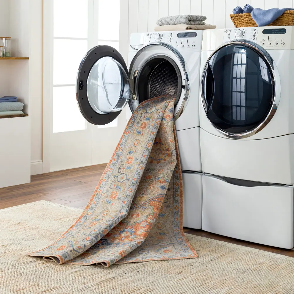 Boka Machine Washable Traditionnal Boho Burnt Orange Rug - Image 3