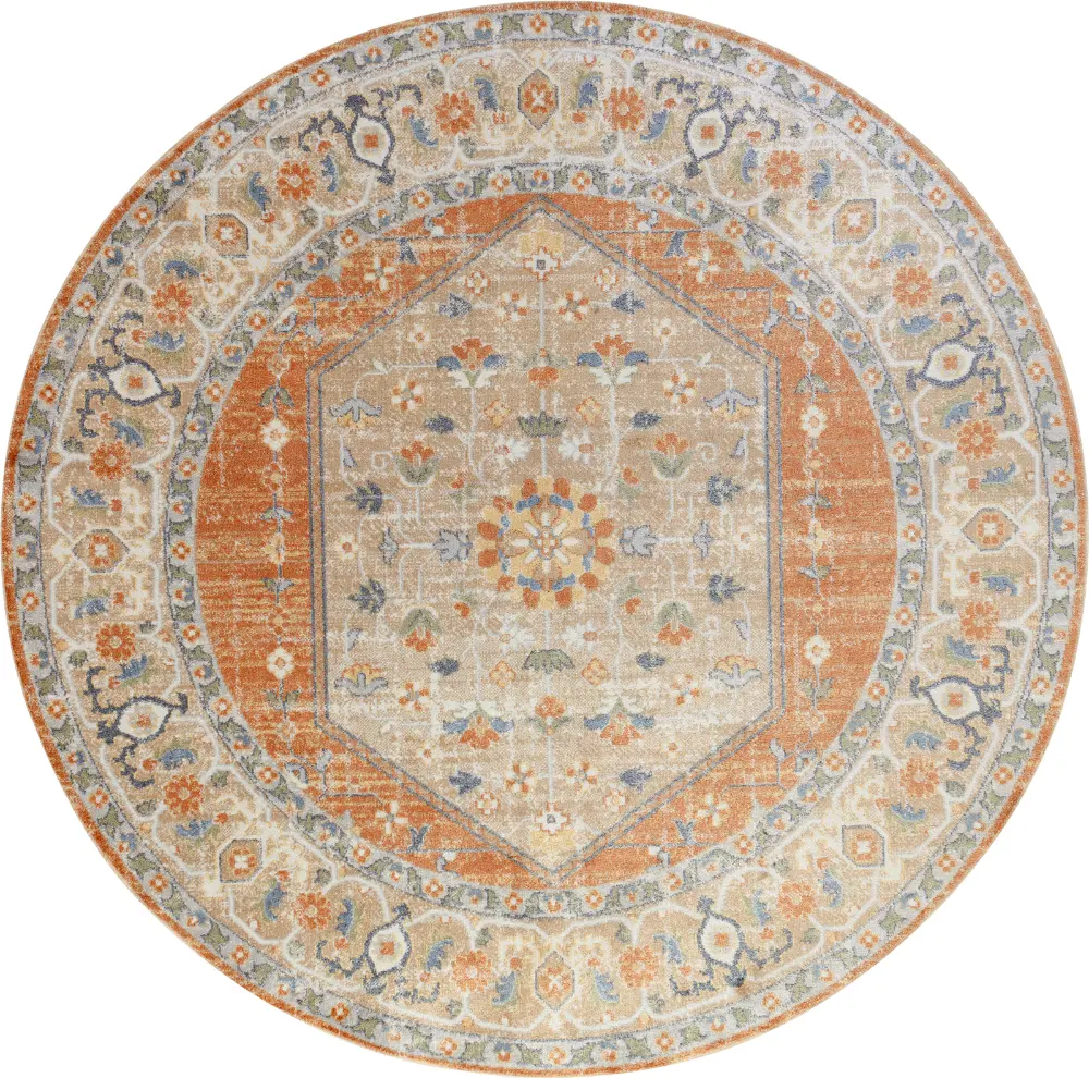 Boka Machine Washable Traditionnal Boho Burnt Orange Rug - Image 8