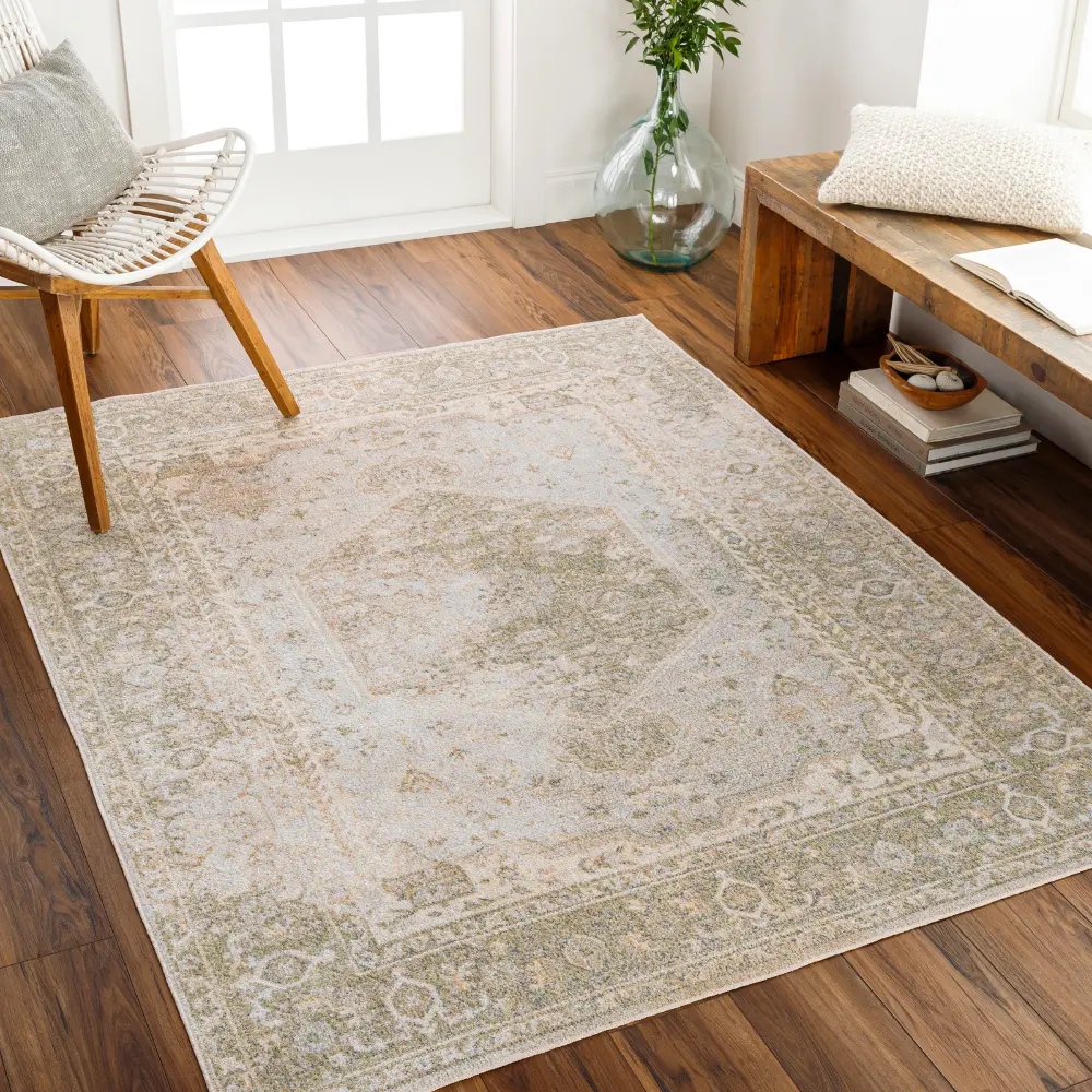 Boka Machine Washable Traditionnal Boho Camel Rug