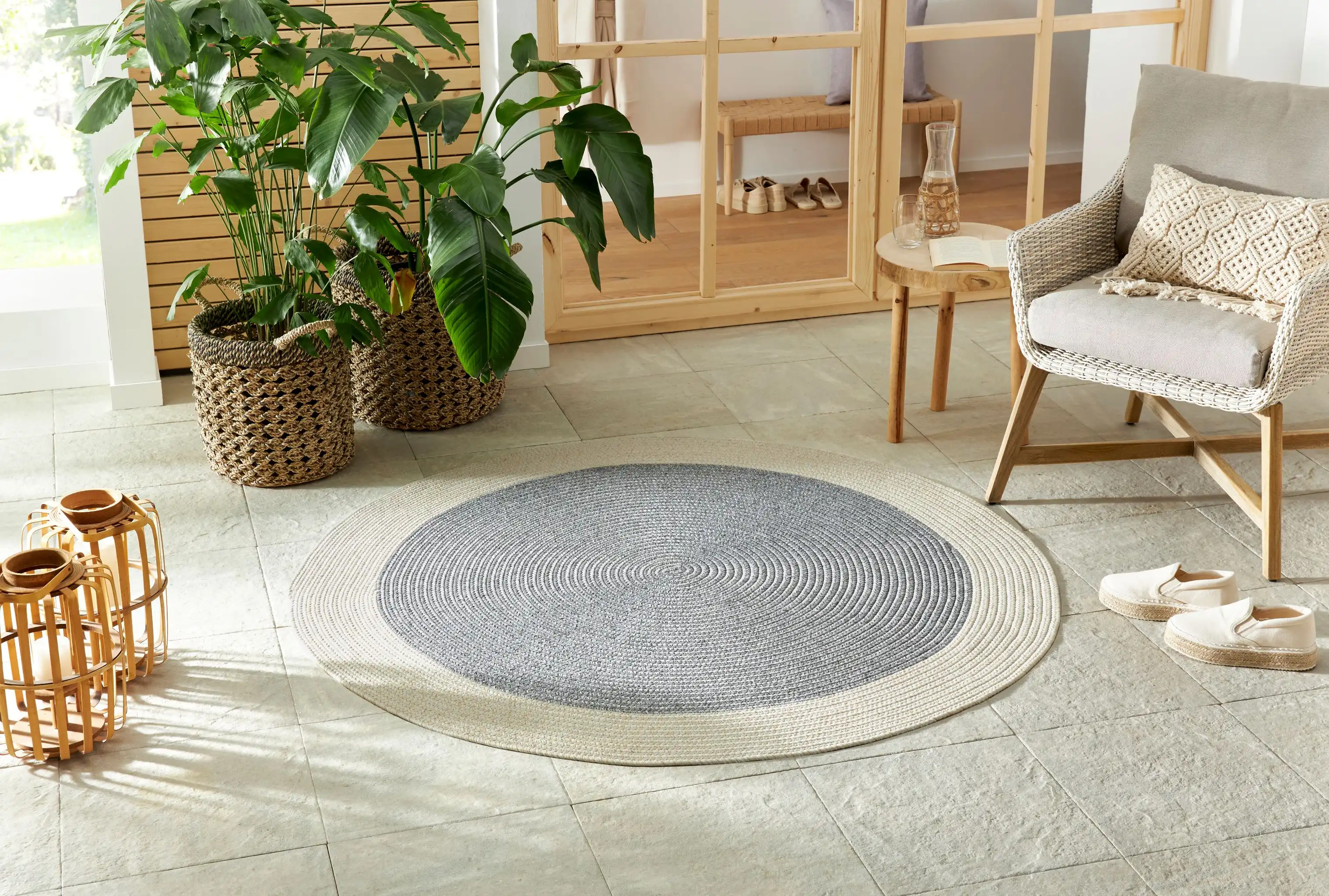 Braided 105555 Trenzado Grey Cream Rug - Image 5