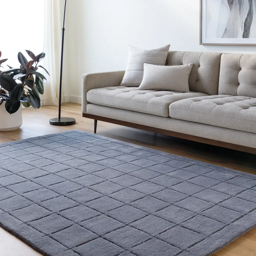 Brook Hand Tufted Grey Black Wool Modern Living Dining Bedroom BKO2335 Rug