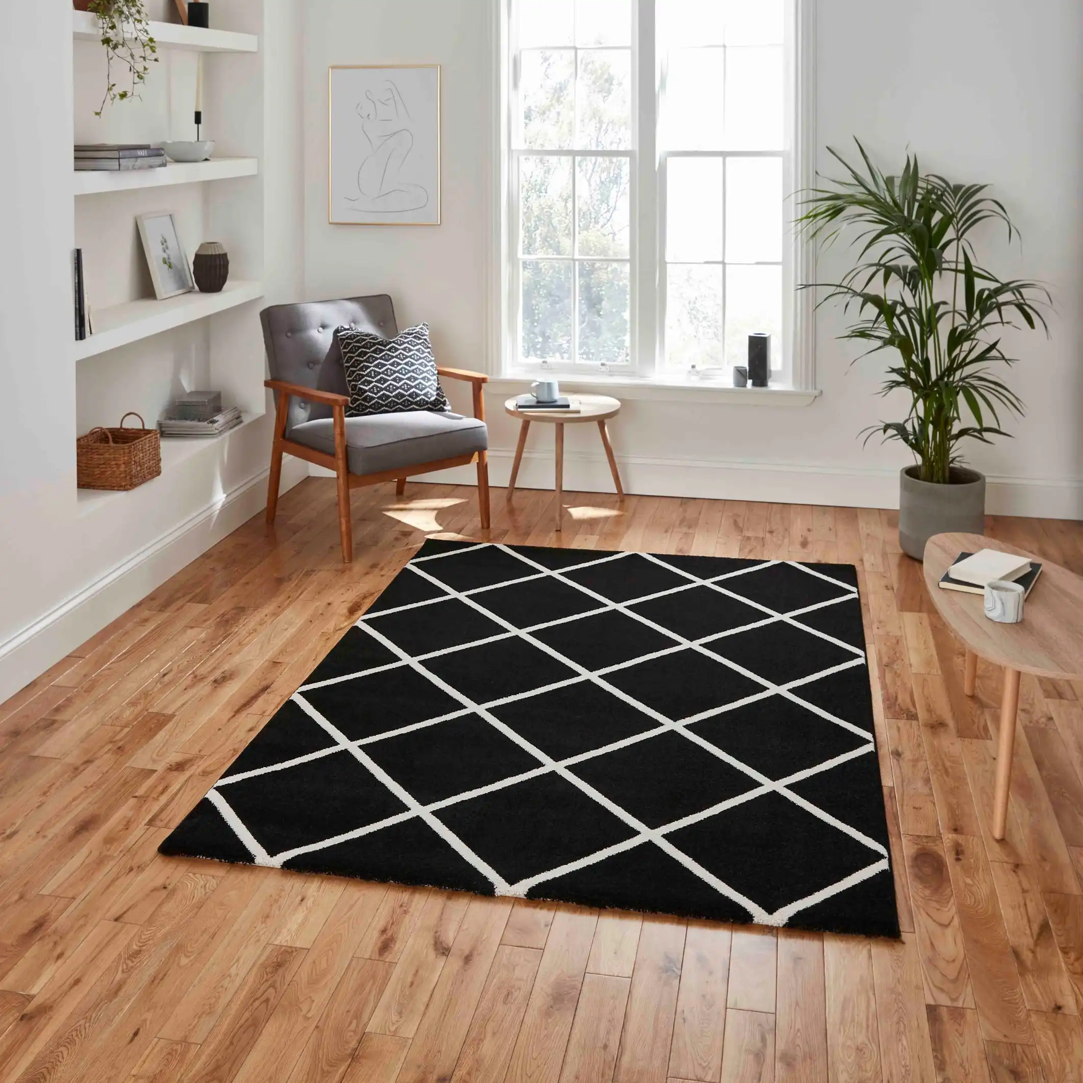 Brooklyn BRK35 Black White Rug