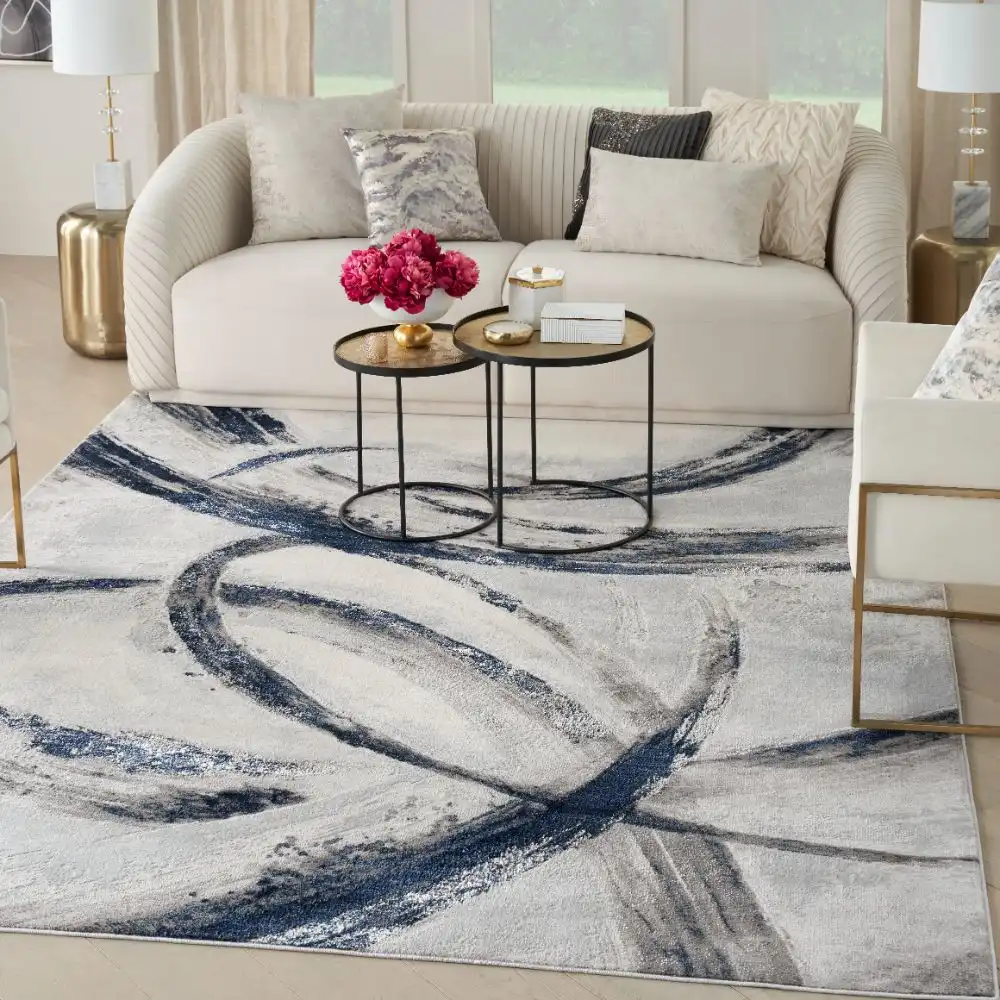 Brushstrokes BSK02 Grey Navy Rug - Image 10