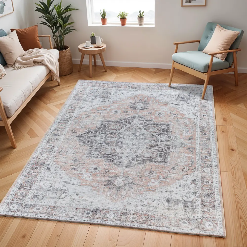 CAPUCINE Machine Washable Modern Boho Grey Rug - Image 4