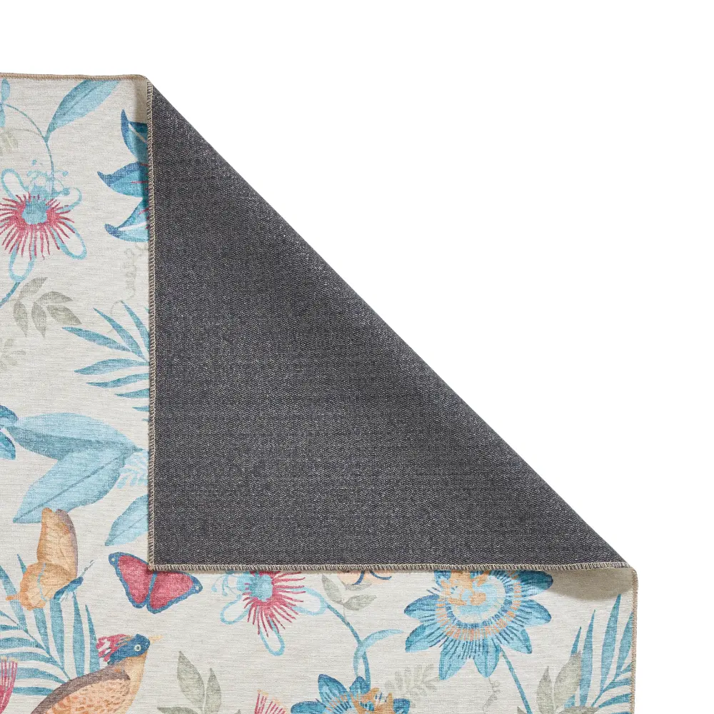 Catherine Lansfield Amaya Tropical Birds Blue Washable Blue Rug - Image 4