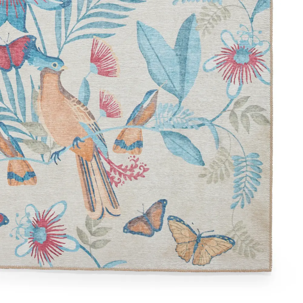 Catherine Lansfield Amaya Tropical Birds Blue Washable Blue Rug - Image 5