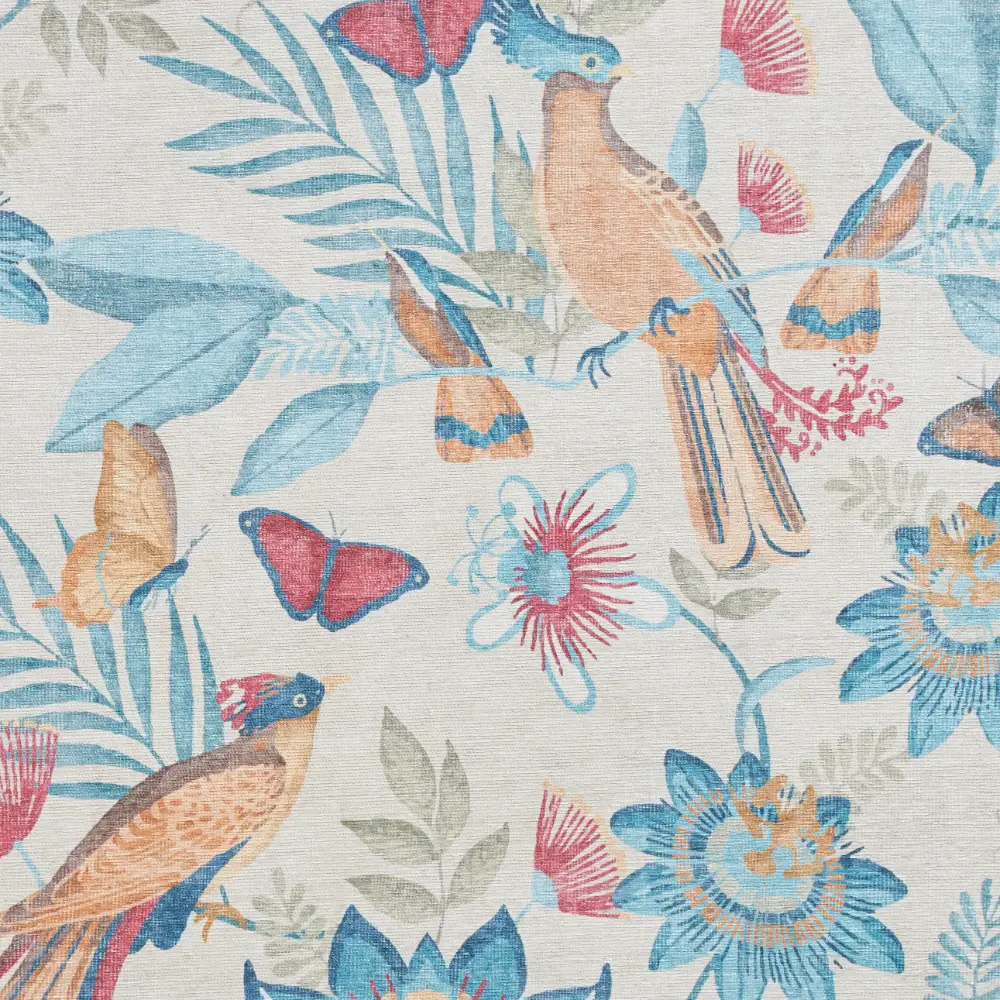 Catherine Lansfield Amaya Tropical Birds Blue Washable Blue Rug - Image 6